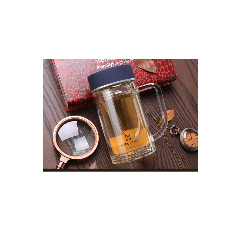 凯霖kailn水杯双层玻璃杯男女士车载透明便携耐热带盖办公泡茶杯子