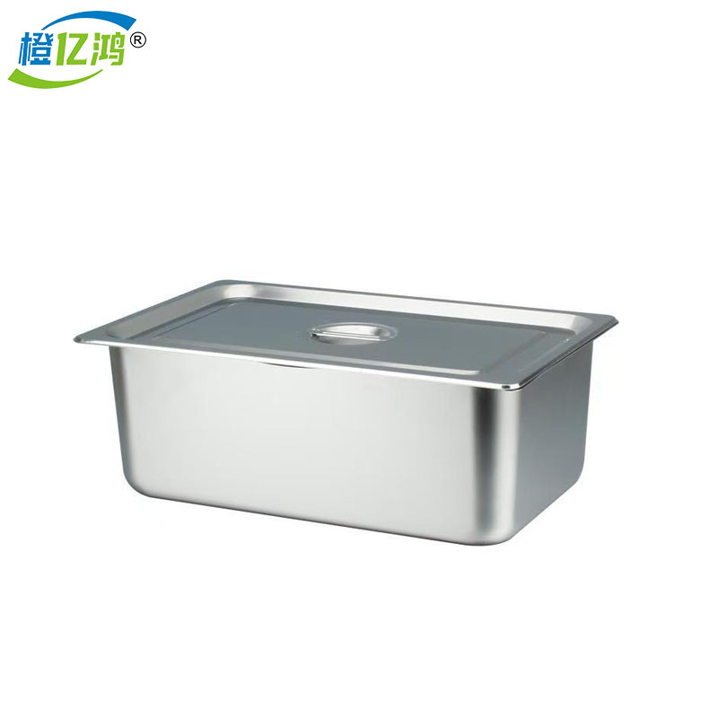 橙亿鸿 不锈钢份数盆配盖子 食堂自助长方盒带盖方盆 菜盆 1/1 53.5*32.5*15cm/个高清大图