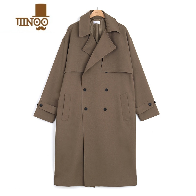 YANXU2023新款风衣男士中长款潮流休闲卡其色大衣外套感薄款高清大图