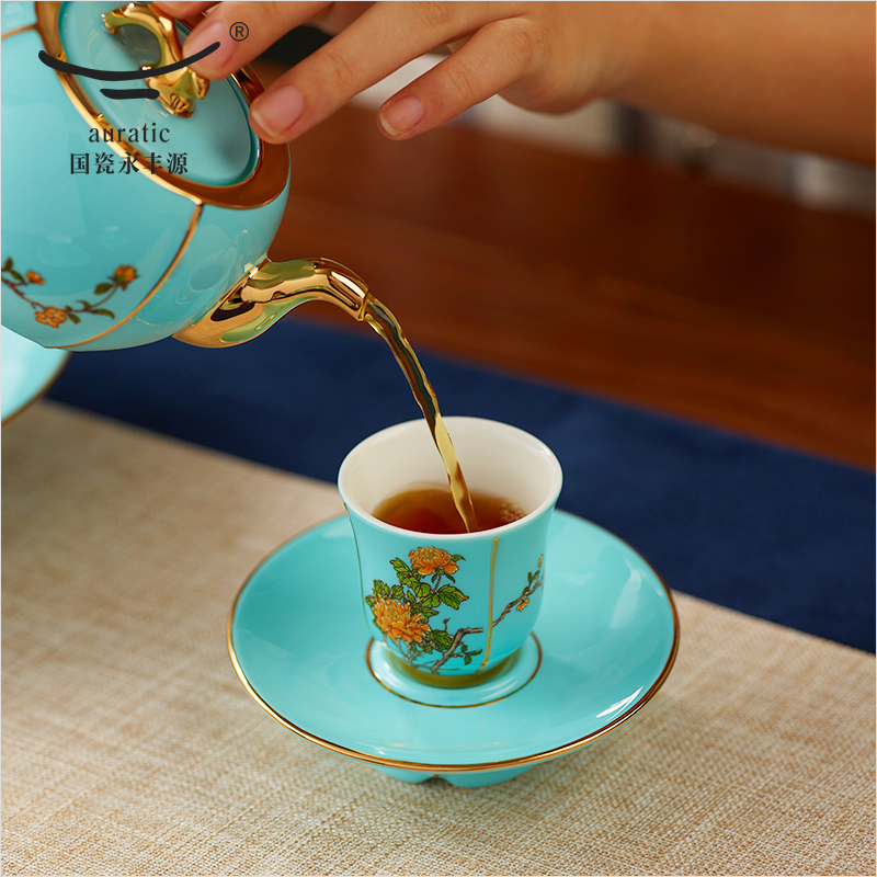国瓷永丰源 夫人瓷15头陶瓷功夫茶具套装 带茶托 禅茶道家用礼盒