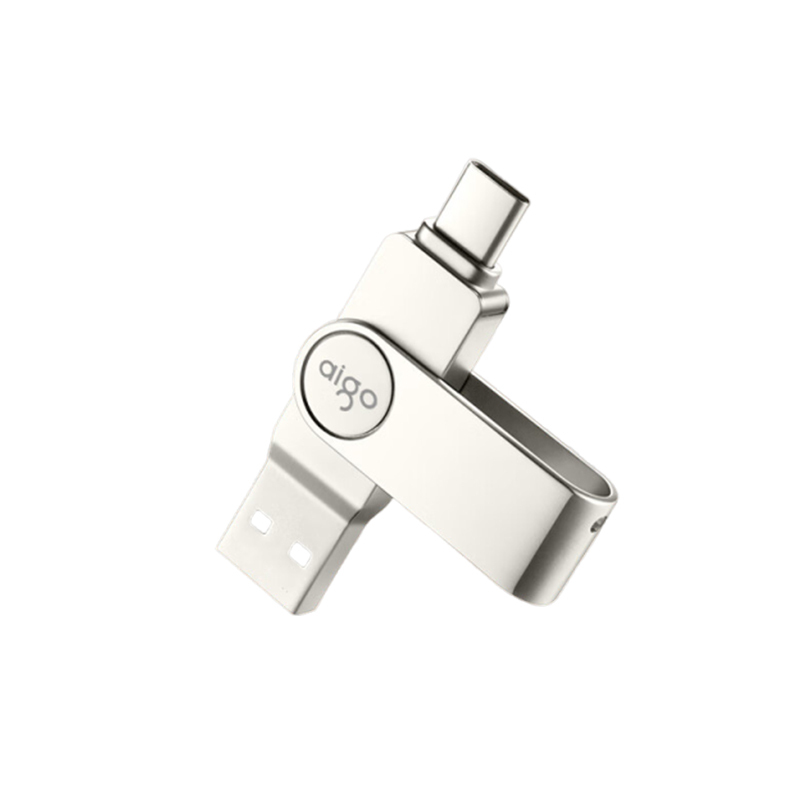 爱国者(aigo)128GB Type-C USB3.2 手机U盘 U356炫酷高速款 银色 双接口手机电脑用U盘
