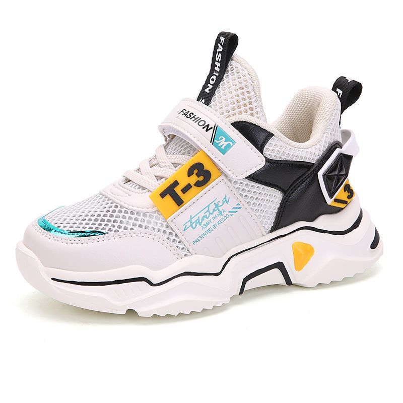 儿童网鞋男童白色运动鞋2020春秋新款网面透气夏季学生中大童鞋男臻依