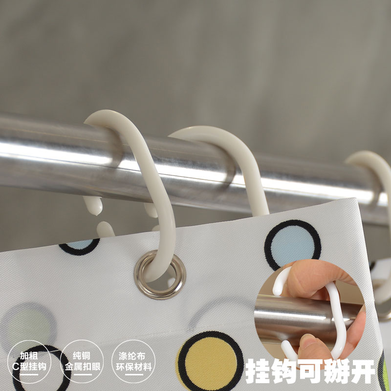 卡通防水浴帘淋浴室遮挡洗澡帘子涤纶隔断窗帘布加厚 三维工匠高清大图