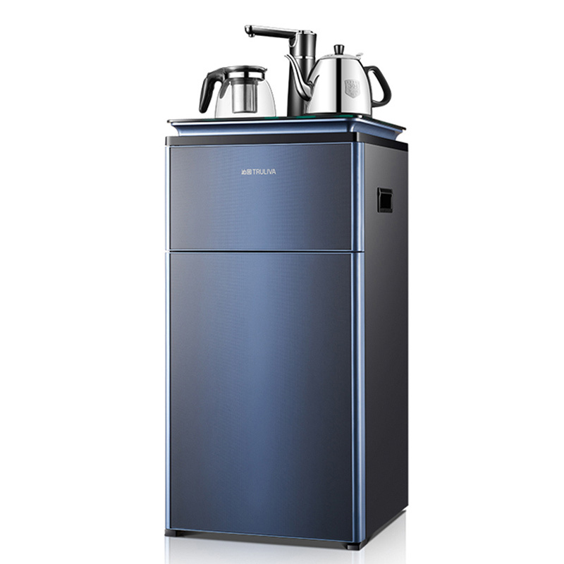 沁园饮水机家用多功能温控茶吧机下置桶电热水壶深海蓝蓝色温热视频
