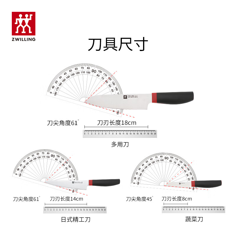 双立人 家用ZWILLING Now S系列刀具(红黑)6件套 ZW-K308/54380-006-722高清大图