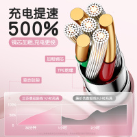 YUTOOL 苹果液态硅胶成型线1.88米粉色 数据线 5A超级快充 充电提速500% 肤感线材 耐脏不沾指纹(2条)