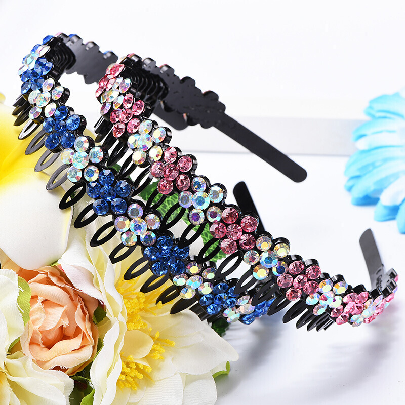 发箍女百搭水晶钻外出卡子头饰韩国发夹女红头箍防滑压发卡