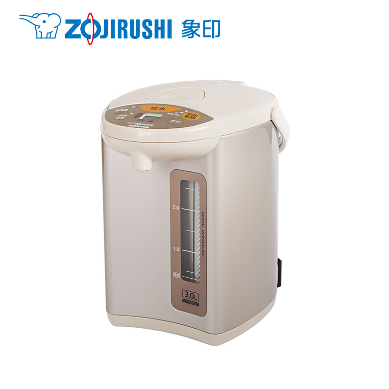 象印(ZO JIRUSHI) 电热水瓶CD-WDH30C日本象印家用保温不锈钢快速加热支持电动出水电热水壶金属米色 3L