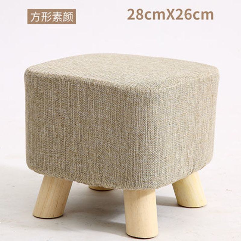 实木布艺凳子小板凳时尚换鞋凳家用圆椅矮凳客厅卧室沙发凳布艺凳 方凳-素颜