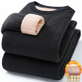 【三层夹棉】冬季保暖内衣套装家居服男加绒加厚套头防寒秋衣秋秋 XL B3男士黑色套装啄木鸟保暖新升级
