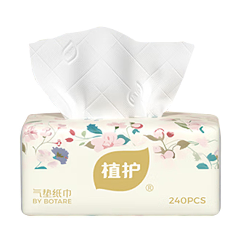 植护纸巾4层60抽*12包ZH08512N12粉韵花枝原生木浆