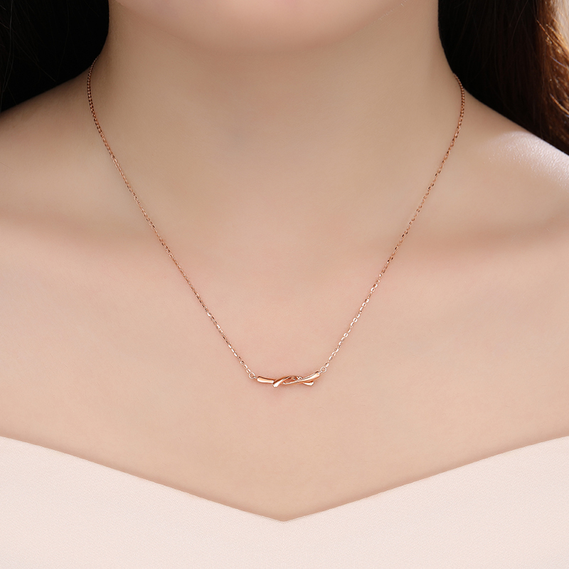 潮宏基愉悦红18k金项链玫瑰金锁骨链套链彩金项链女礼物fq