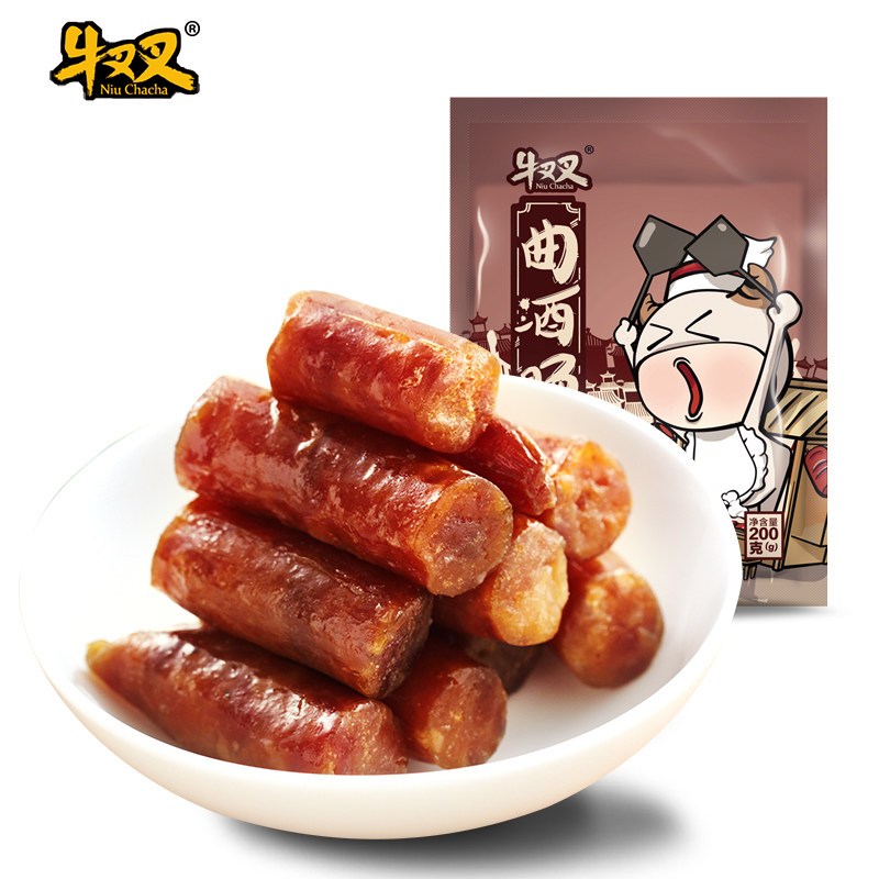 牛叉叉蜜汁酒曲肠曲酒腊香肠 靖江特产猪肉脯休闲零食200g