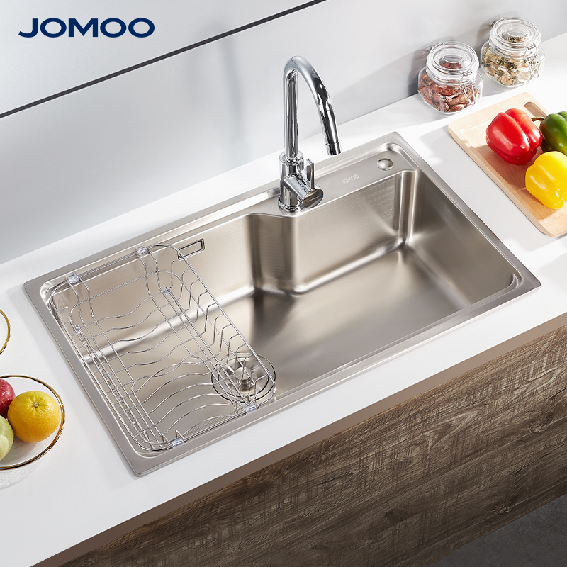 九牧(JOMOO)304不锈钢厨房单槽加厚拉丝水槽洗菜盆洗碗池02233-001-Z高清大图