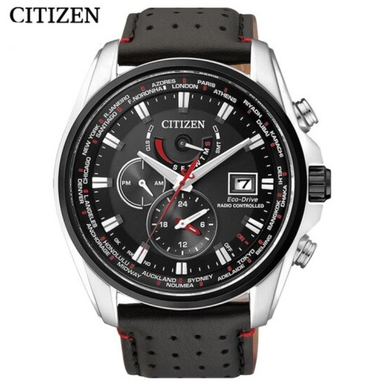 西铁城(CITIZEN)手表 光动能多局电波万年历多功能运动男表AT9037-05E