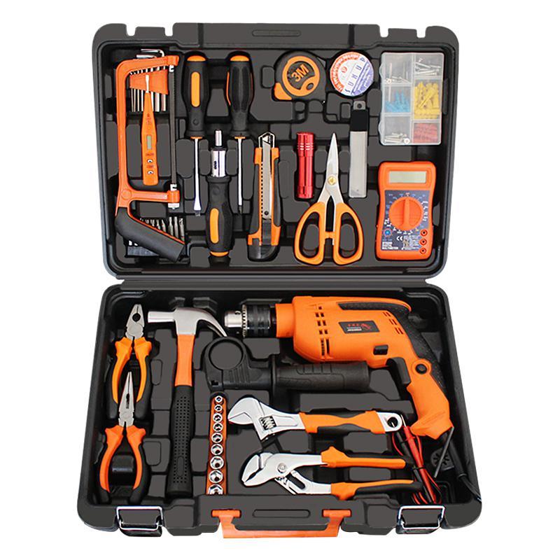 工具箱套装德国维修组合多功能车载电动五金工具组套电工电钻组装闪电