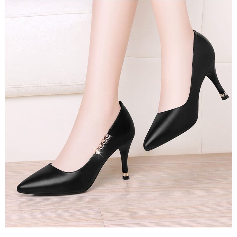 帝紫规时尚女鞋2020年新款春秋女鞋春秋款高跟鞋女细跟尖头气质优雅单皮鞋女士低帮鞋图片