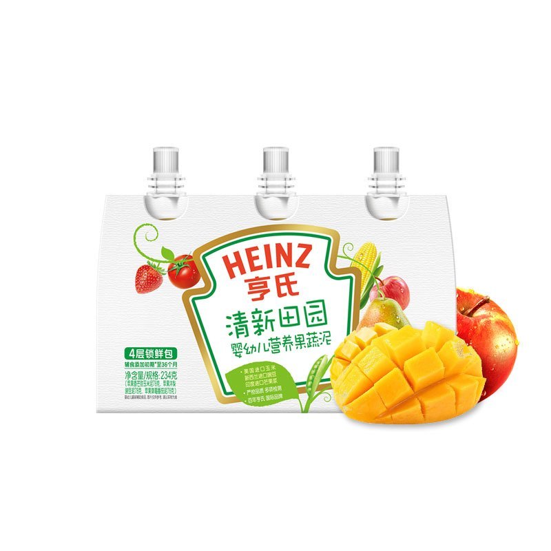 亨氏(Heinz) 蔬菜混合果泥12袋 套餐泥 宝宝辅食营养果泥 婴儿果泥