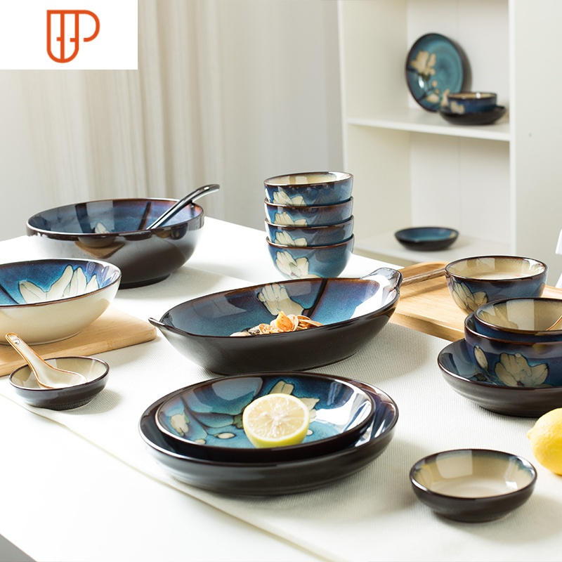 碗碟套装家用日式加厚防烫创意碗盘组合陶瓷餐具饭碗面碗汤碗菜碟国泰