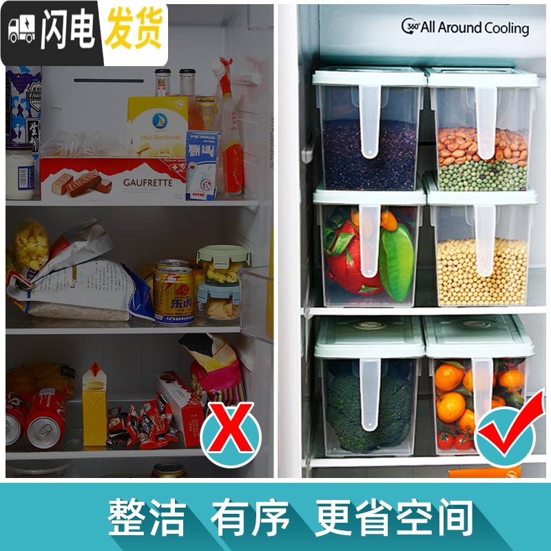 三维工匠冰箱保鲜收纳盒食物长方形鸡蛋蔬菜抽屉式塑料储物整理盒冷冻收纳高清大图