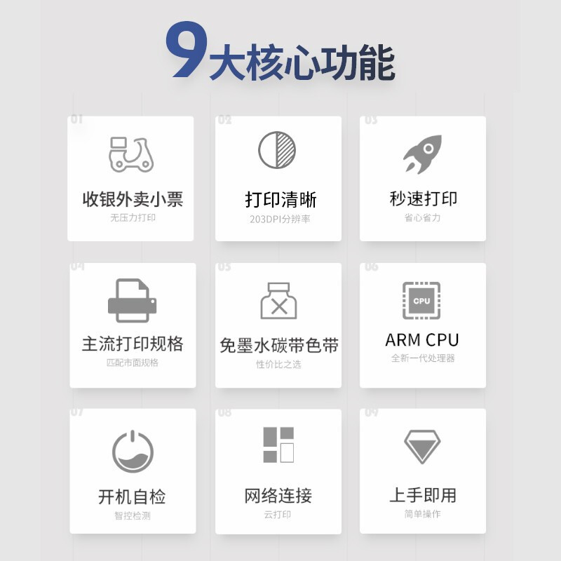 得力(deli)DL-582Y打印机 无线WIFI外卖打印 服装吊牌快递单小票打印 办公商务 白色