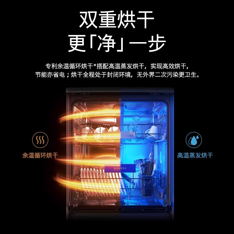 西门子 SJ23HB03KC 嵌入式6大净洗系统5层环绕水流14套蒸饭柜高清大图