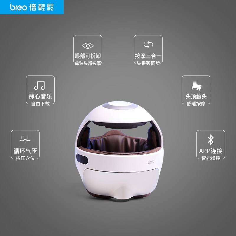 breo/倍轻松头部按摩器idream5s头部眼部按摩仪按摩头盔促进睡眠放松大脑送礼高清大图