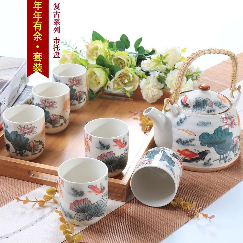 景德镇陶瓷家用茶具套装瓷器提梁茶壶茶杯套装一壶6杯套装礼品