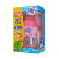 努比(Nuby)婴儿双耳防漏 重力球吸管杯 学饮杯3Dtritan杯400ml -章鱼