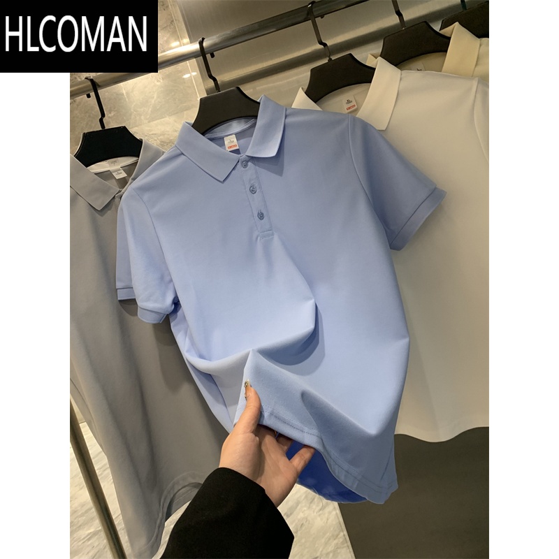 HLCOMANIN BE 8色齐发!福利!净色基础简约休闲百搭短袖衫男 0821天蓝色 L