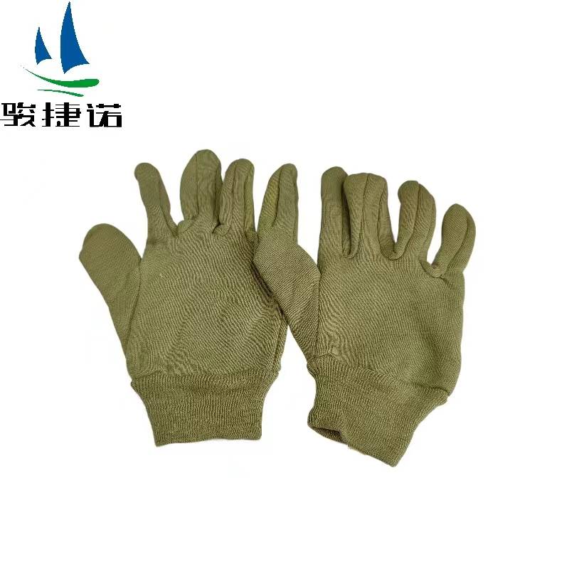 骏捷诺加厚绒布绿色加绒针织绒布手套保暖全指手套均码1双装/双高清大图
