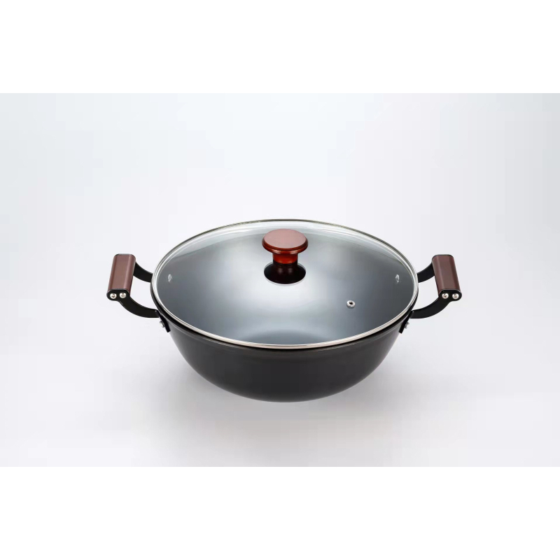 釜美达formeda精铸铁锅中式无涂层不粘炒锅家用不粘锅多功能双耳炖锅