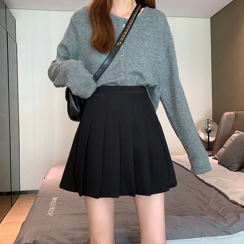 大码学院风百褶裙半身裙女2021秋冬胖妹妹韩版高腰褶皱短裙a字裙