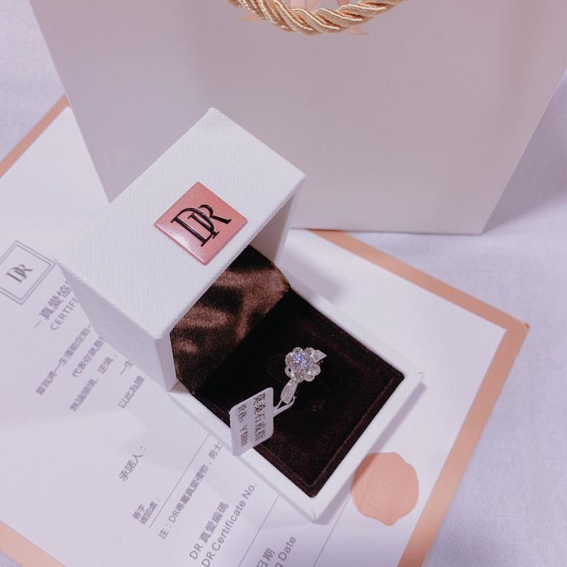 DR仿真莫桑石BELIEVE典雅1克拉求婚结婚道具钻戒生日礼物女戒指女 扭臂六爪[无包装]