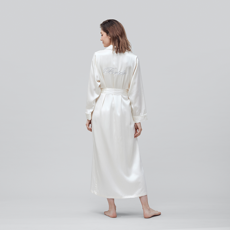 MANITO/曼尼陀 Wedding Noble真丝睡袍桑蚕丝家居服 净茶白