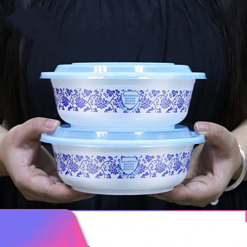 洁雅杰LBK-700青花碗一次性粥碗甜品酸辣粉打包加厚外卖圆形塑料碗家用商用餐盒 单位:个高清大图