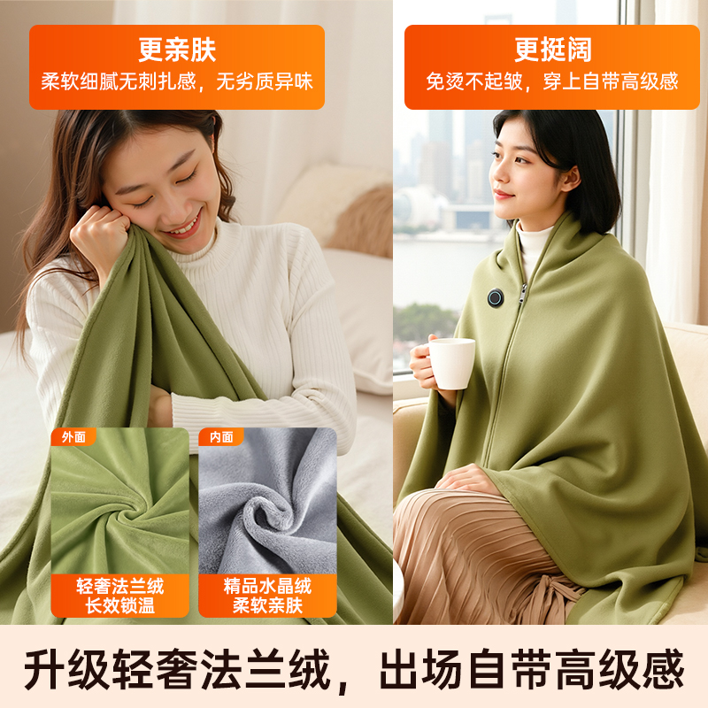 荣事达发热披肩石墨烯电热毯单人户外办公室USB暖身毯盖毯加热毯高清大图