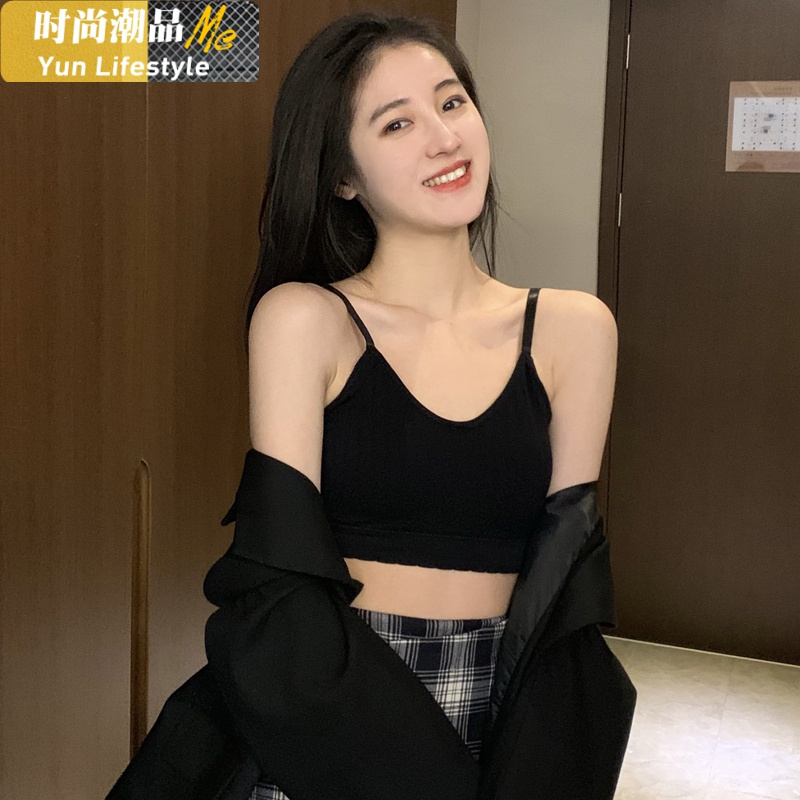 yunwuxin内衣女无钢圈美背文胸小胸聚拢运动吊带背心胸罩少女学生高中