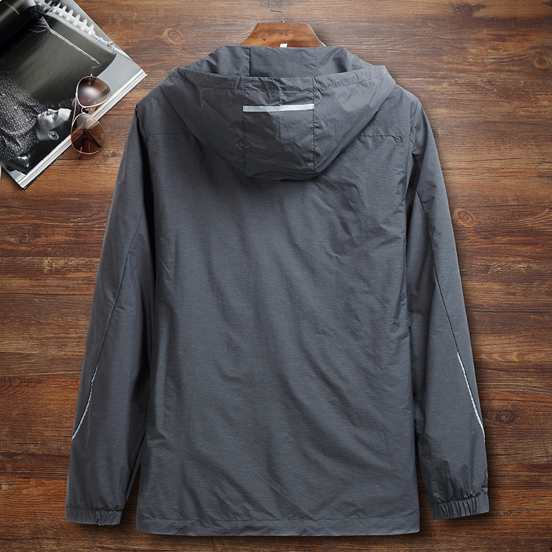 baluoshang轻薄夹克男加肥加大码秋季防风透气宽松风衣胖子肥佬连帽