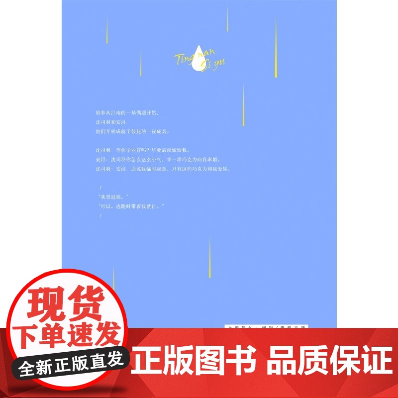 赠许愿卡+机票+折立卡+贴纸+语录书签]汀南丝雨 狄戈代表作纪念版沈司羽安浔青春文学都市爱情情感甜宠言情小说高清大图