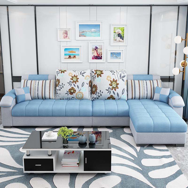 简约现代布艺沙发小户型三人闪电客客厅整装拆洗家具布沙发租房组合