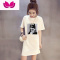 七斓夏季超火cec宽松中长款上衣连衣裙子韩版孕妇印花圆领短袖t恤女潮