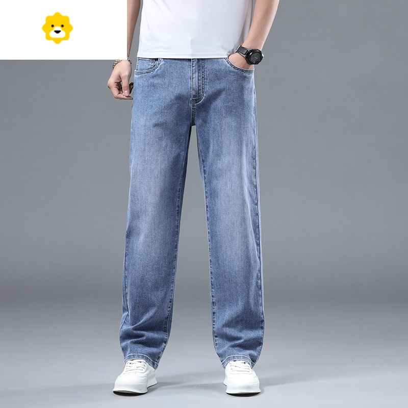 fishbasket牛仔裤男款宽松直筒季薄款休闲长裤子2024新款大码男裤