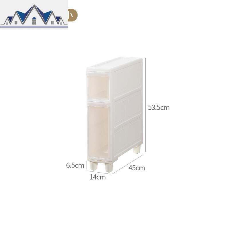 客厅厨房夹缝收纳柜子14CM宽20CM置物架抽屉式卫生间马桶边储物柜 三维工匠 14cm两层-一大一小1个