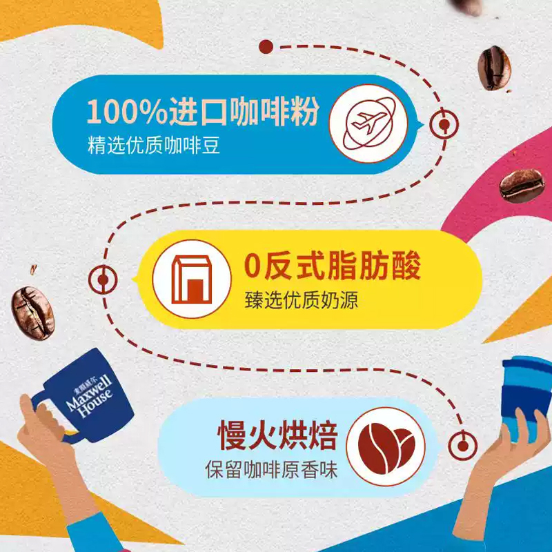 麦斯威尔三合一(经典原味30条+特浓20条) 经典三合一速溶咖啡粉学生学习熬夜加班会议香浓即溶冲饮品