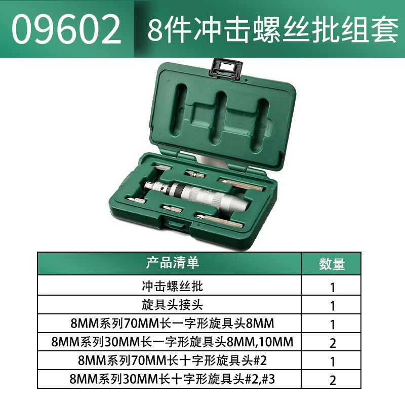 世达(SATA)8件套冲击螺丝批组套9602