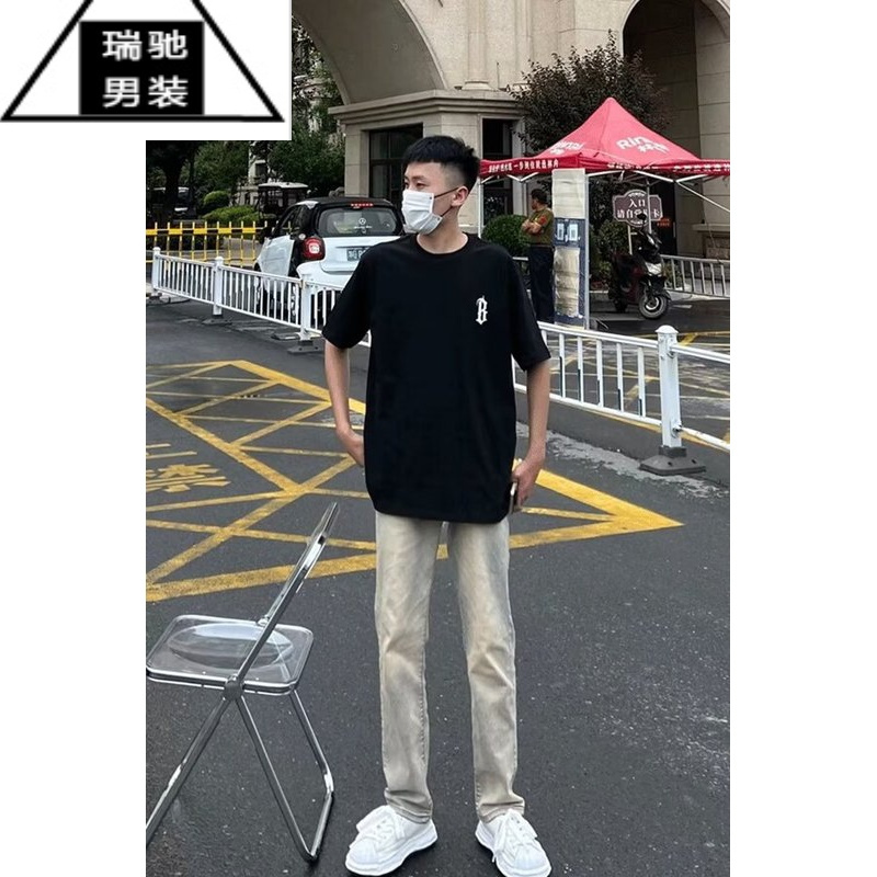 希杰狮王vibe风黄泥牛仔裤潮冬季网红高街男潮流百搭直筒宽松美式男款裤子
