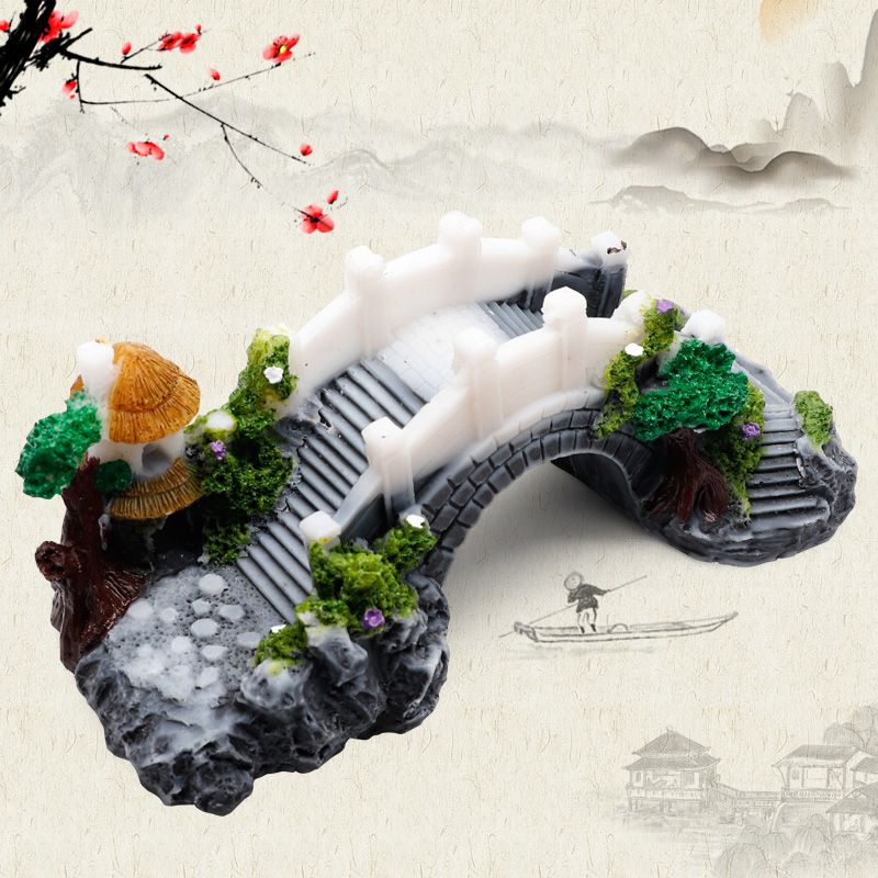 鱼缸造景石水族箱装饰假山造景石躲避屋 仿真大拱桥摆件水景套餐高清大图