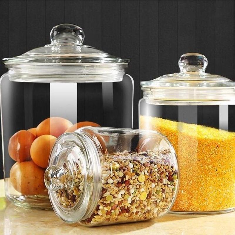 900ml米桶防虫防潮密封玻璃瓶密封罐大号玻璃瓶子带盖透明杂粮储物罐