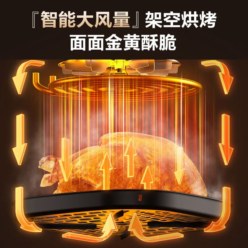 苏泊尔(SUPOR)空气炸锅家用5.3L大容量 透明可视免翻面 智能液晶触控 多功能炸锅机 蒸汽嫩炸薯条一体机高清大图